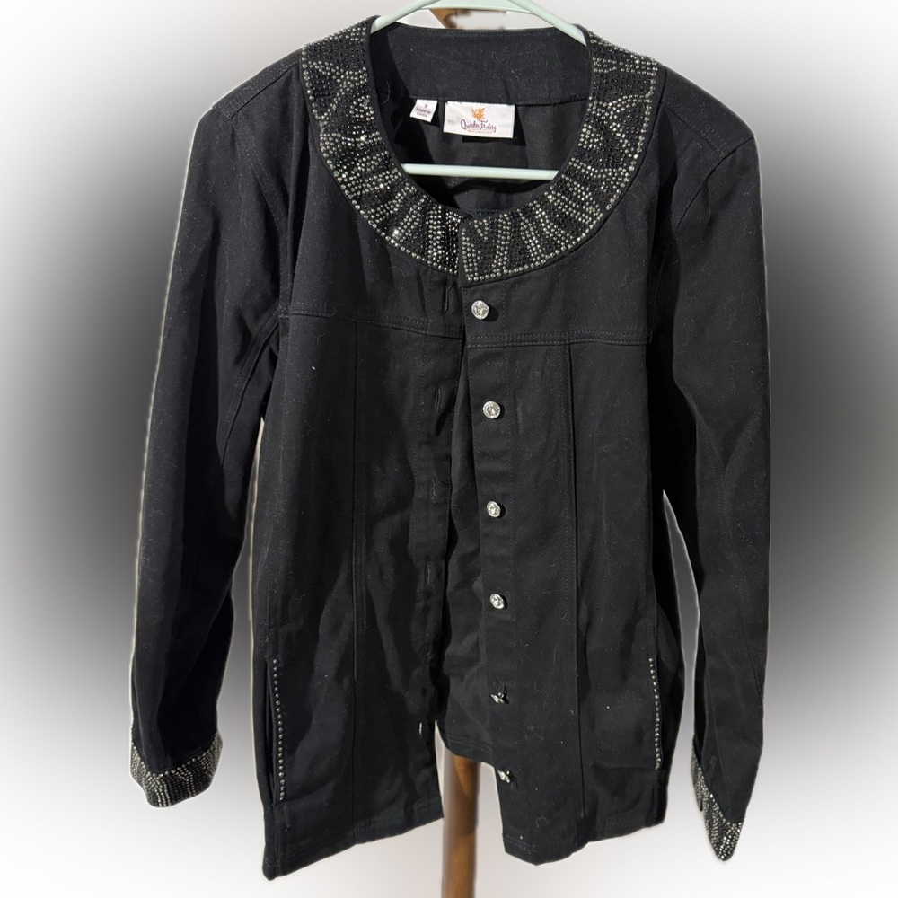 Quaker Factory Black Embellished Black Jacket M
